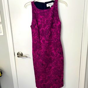 Pink Black Flower Badgley Mischka Dress Sz6